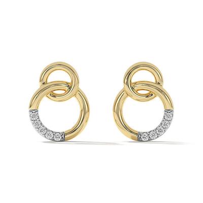 925 Sterling Silver Double Color Geometric Circle Stud Earring 
