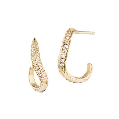 925 Sterling Silver Pendientes Twisted Zircon Stud Earrings