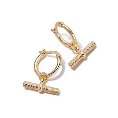 925 Sterling Silver T-Bar Charm Drop Earrings