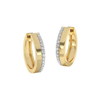 925 Sterling Silver Unique Chic Two Band Zircon Hoop Earrings 