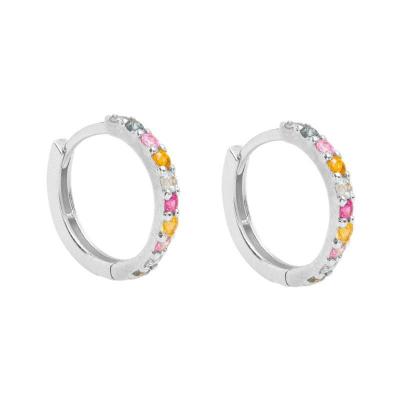 Colored Zircon Hoop Earrings
