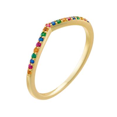 Colourful Zircon V Shape Ring