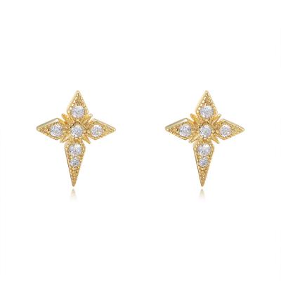 Cross Stars With Zircon Studs Earrings 