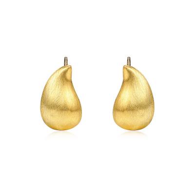 Matte Gold Plated Water Drop Stud Earring 