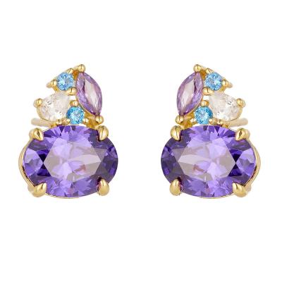 Oval Purple zircon Stud Earring