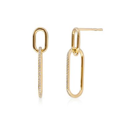 Paperclip Link Pave CZ Earrings