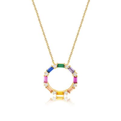 Rainbow Circle Pendant Necklace