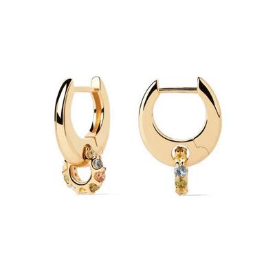Rainbow Zircon Spin Hoop Earrings