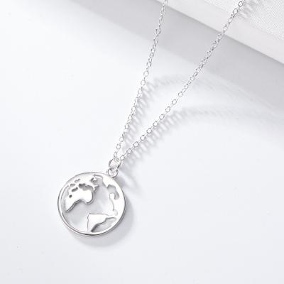 Round Coin Map Necklace